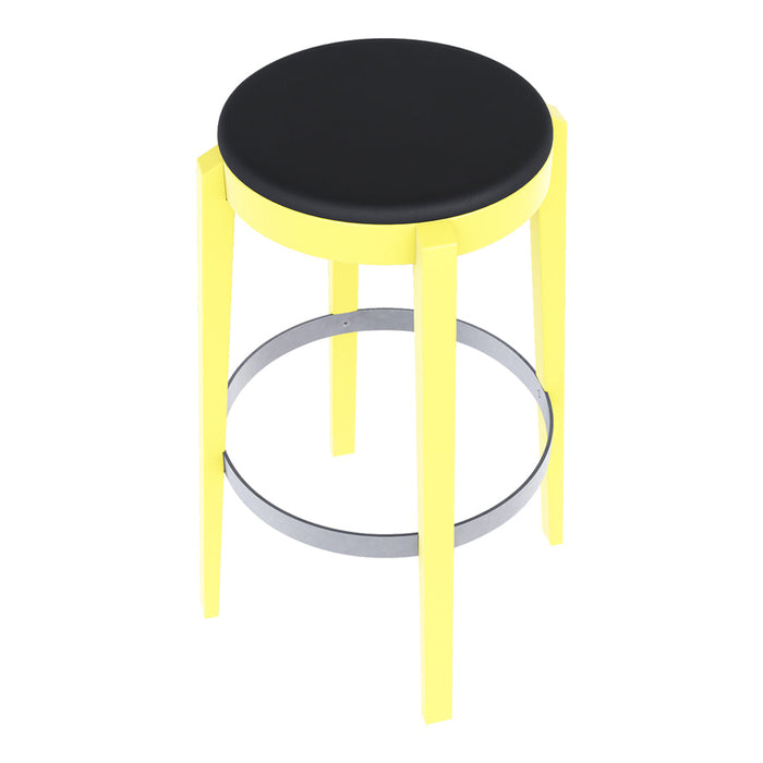 Punton Bar/Counter Stool w/ Stainless Steel Metal Ring - Upholstered - Beech Pigment Frame