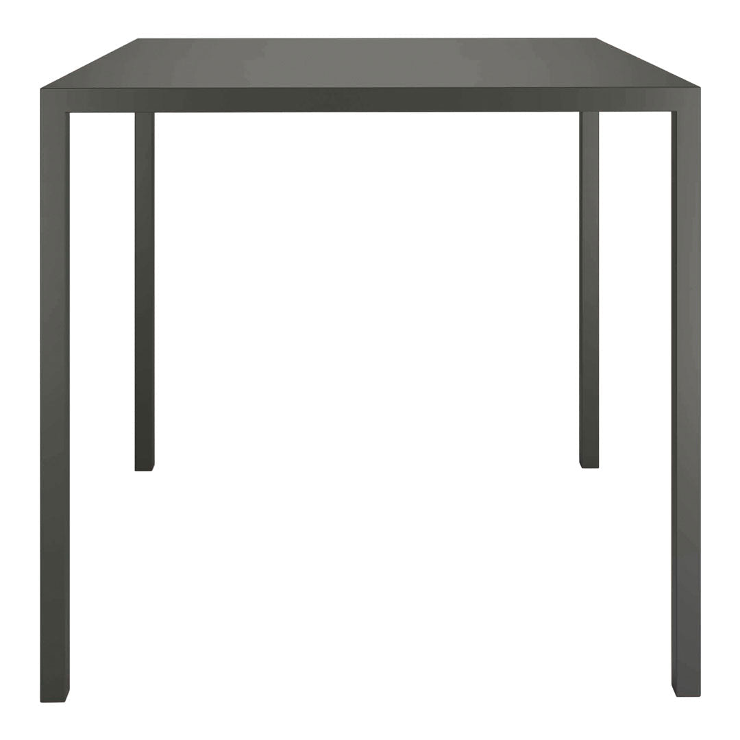 Modern square table in sleek black finish with minimalist design, perfect for contemporary spaces.