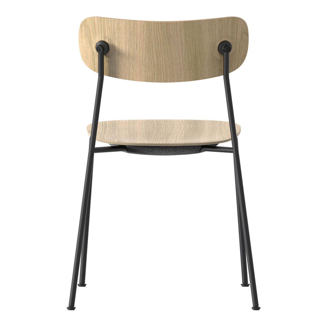 Natural wood finish with sleek black metal legs; minimalist design, perfect for modern decor.