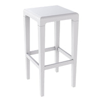 White wooden bar stool with a sleek, minimalist design and smooth, solid surface. Ideal for modern decor.