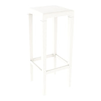White wooden bar stool with a sleek, minimalist design and smooth, solid finish. Perfect for modern decor.