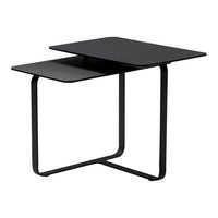 Black nested side tables with sleek, minimalist design and smooth surfaces, perfect for modern decor.