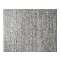 Gray area rug with a subtle linear pattern, featuring varying shades for a textured, modern look.