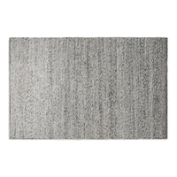 Gray woven rug with a subtle linear pattern for a modern touch. Ideal for contemporary home decor.