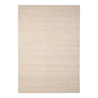 Light beige area rug with subtle, textured stripes for a modern, minimalist aesthetic. Perfect for neutral decor.