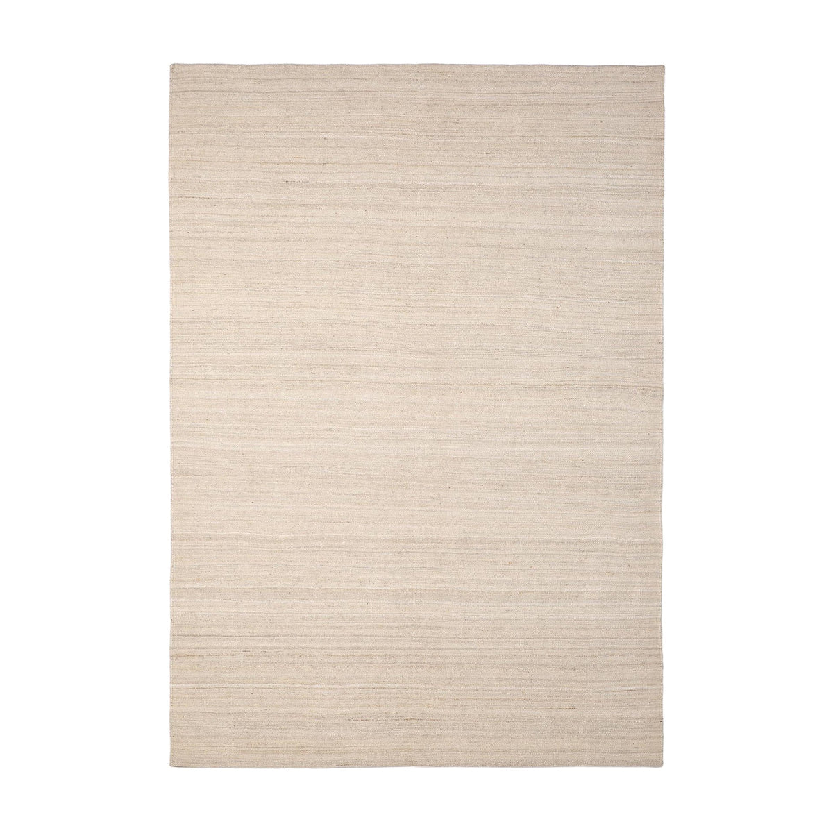 Beige textured area rug with subtle striped pattern, perfect for adding warmth to any interior space.