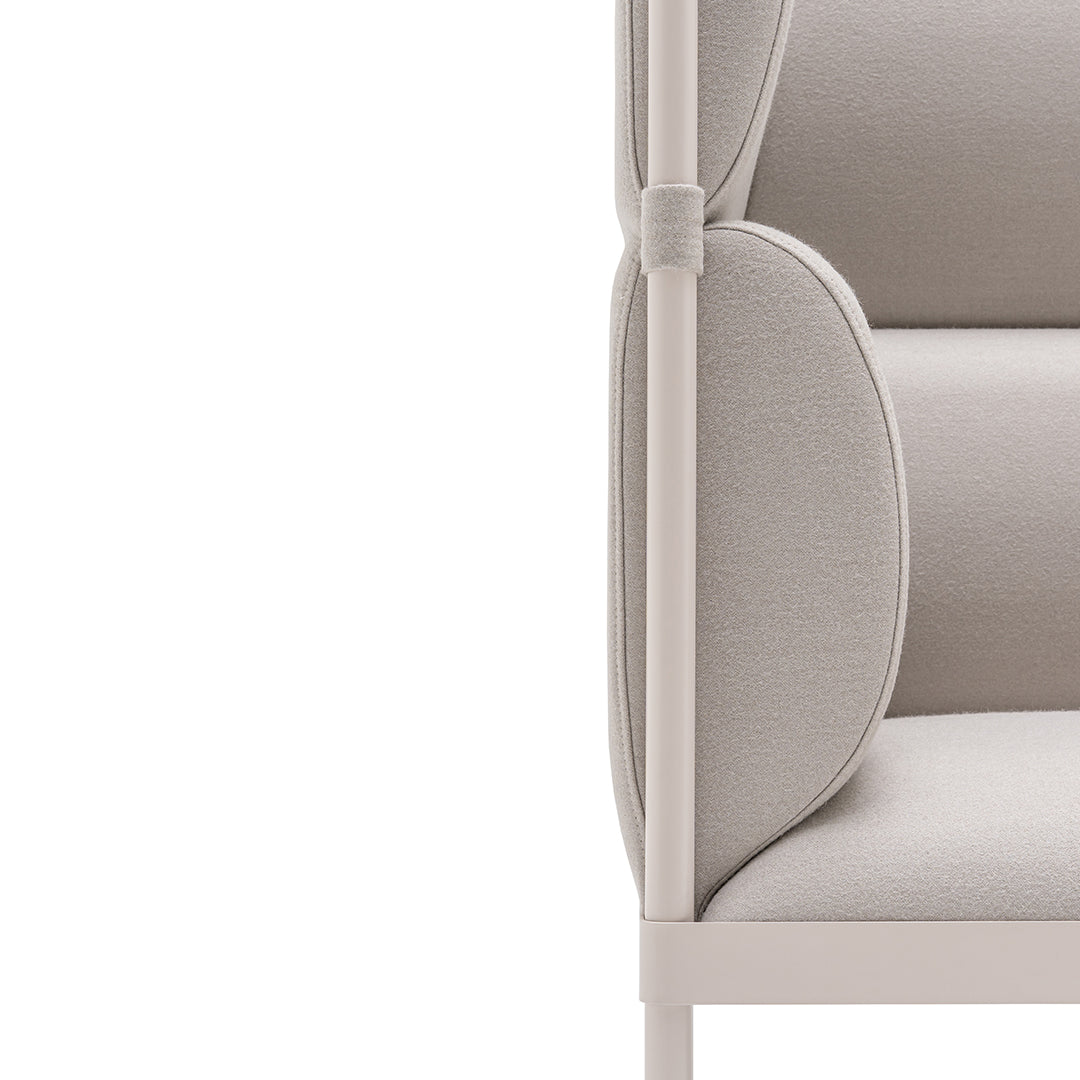 Soft beige upholstery with smooth, rounded edges and a minimalistic design. Ideal for modern decor.