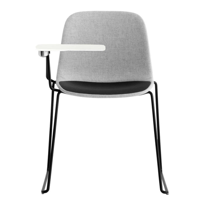 Seela Chair w/ White Tablet - Sled Base, Fully Upholstered