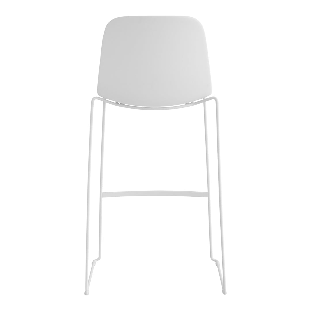 White high stool with a sleek, minimalist design and a smooth finish, perfect for modern interiors.