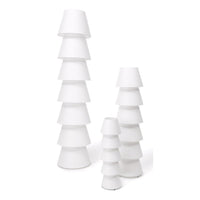 Stylish white lamp set featuring stacked cone shapes for a modern, minimalistic look. Perfect for any decor.