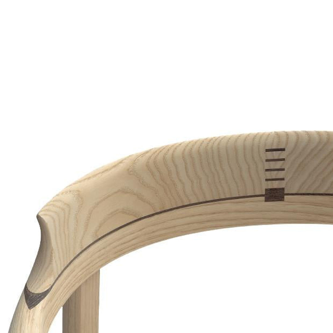 Natural wood grain with light and dark brown accents, featuring smooth curves and subtle detailing.
