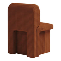 Textured brown chair with a grid pattern, showcasing a warm and modern design. Perfect for contemporary interiors.