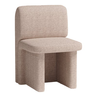 Soft beige chair with subtle textured pattern, perfect for modern decor and versatile styling.