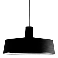Black pendant lamp with a textured shade and sleek, contemporary design. Perfect for modern home decor.