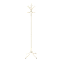 White coat rack with a sleek, minimal design and elegant curved hooks for a stylish touch.