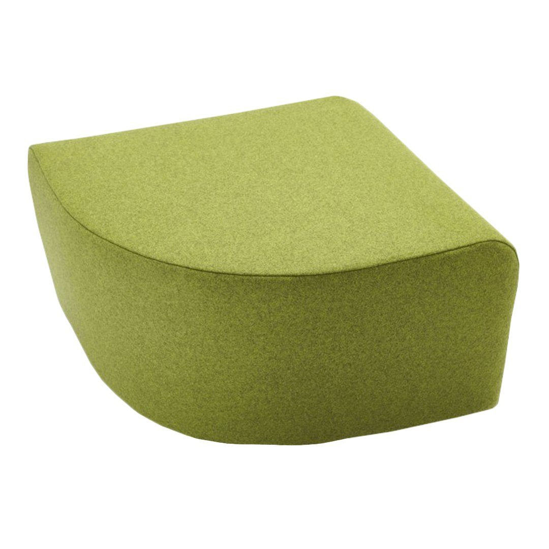 Curved lime green cushion with a smooth texture, perfect for modern decor. Ideal for versatile seating arrangements.