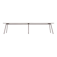 Sleek, modern table with a minimalist brown frame, featuring a smooth, flat surface ideal for versatile settings.