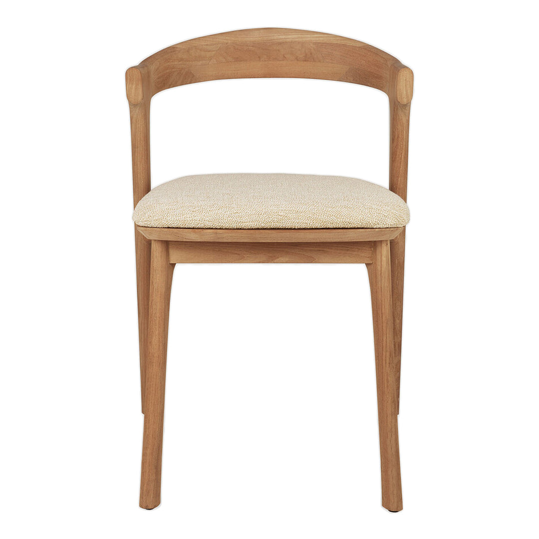 Light wood chair with a natural finish and a cream upholstered seat. Simple, elegant design, perfect for any décor.