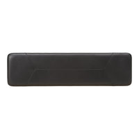Sleek black leather bench with a smooth surface and minimalist geometric pattern, perfect for modern decor.