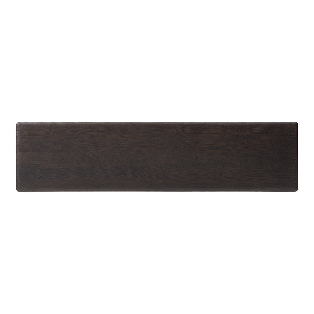 Dark brown wood veneer surface with a smooth, solid finish. Ideal for modern furniture designs.