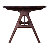 Mid-century modern side table in rich walnut finish with a sleek, minimalist design and unique geometric patterns.