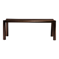 "Elegant dark wood table with a smooth finish and minimalist design."
