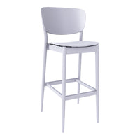 Light gray bar stool with a smooth finish, featuring a minimalist design and simple lines. Perfect for modern interiors.
