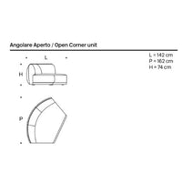 "Open corner unit diagram, featuring sleek lines and modern design with a neutral color palette."