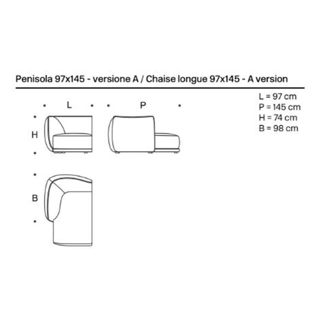 "Modern chaise lounge in neutral tones with smooth curves and minimalistic design."