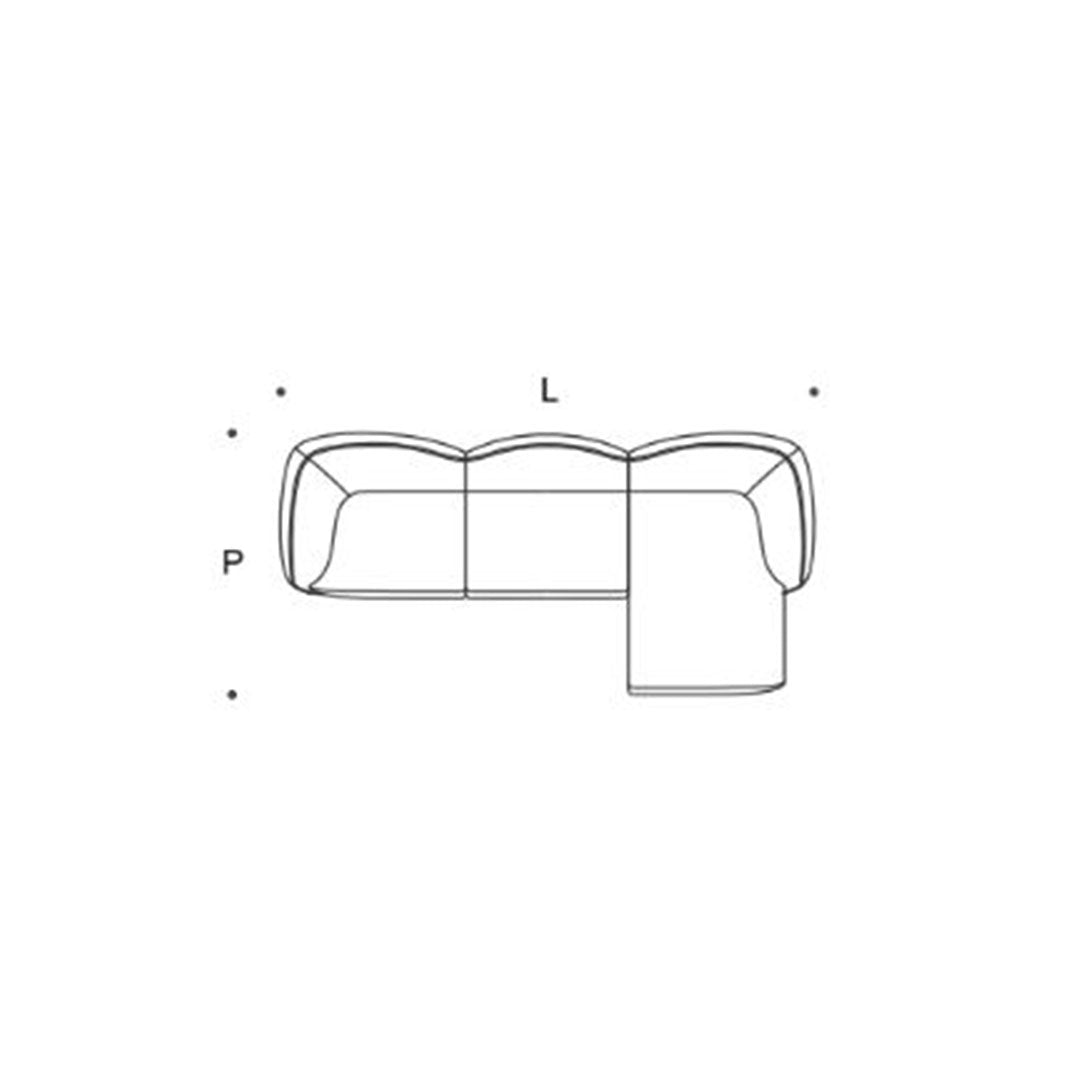 Minimalist outline of a modern sofa featuring smooth, curved lines in a neutral color palette.