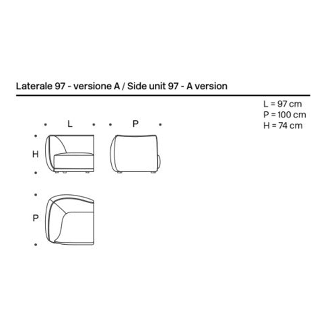 Narrow side unit with smooth lines, available in various fabric colors and modern patterns for versatile decor.