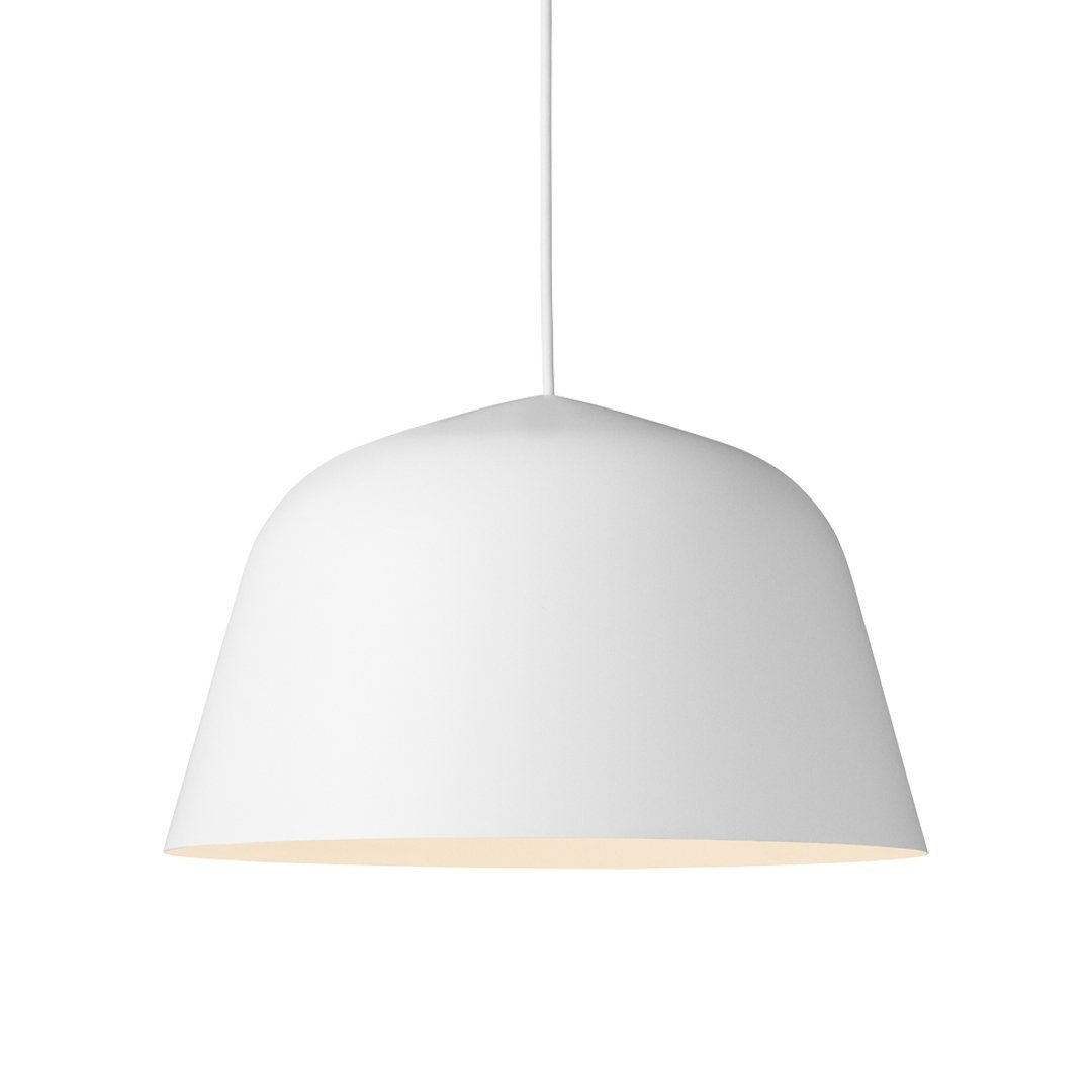 White pendant lamp with a smooth matte finish and a minimalist design, perfect for modern interiors.