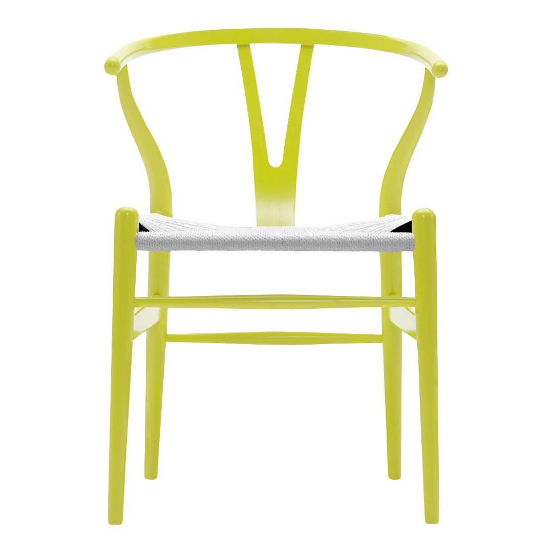 Bright yellow chair with a minimalist design and contrasting white seat. Ideal for modern decor.