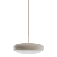 Modern beige pendant lamp with a smooth, round design and a white frosted glass diffuser. Ideal for contemporary decor.