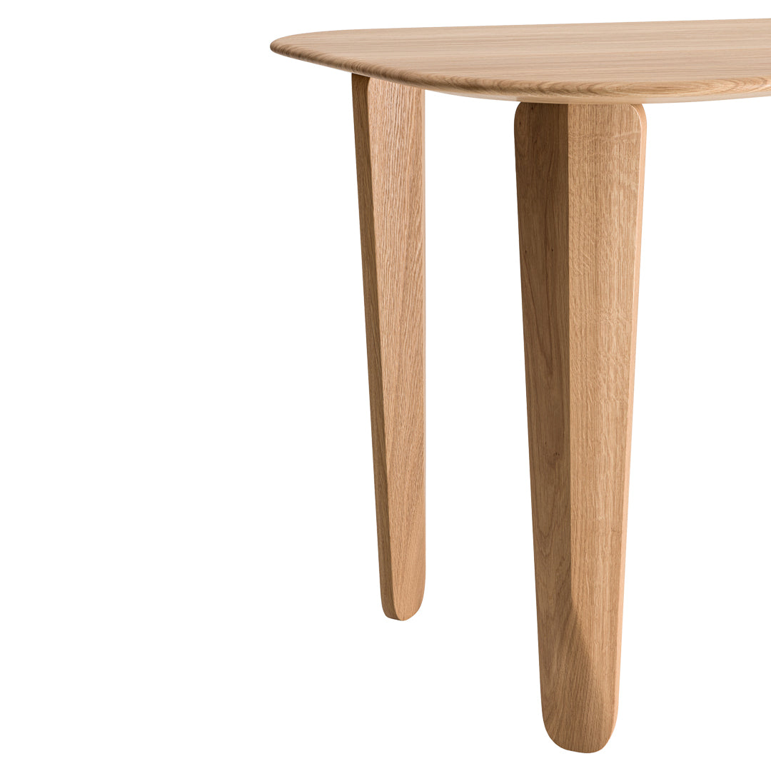 Natural oak wood table with smooth, light finish and minimalist design.